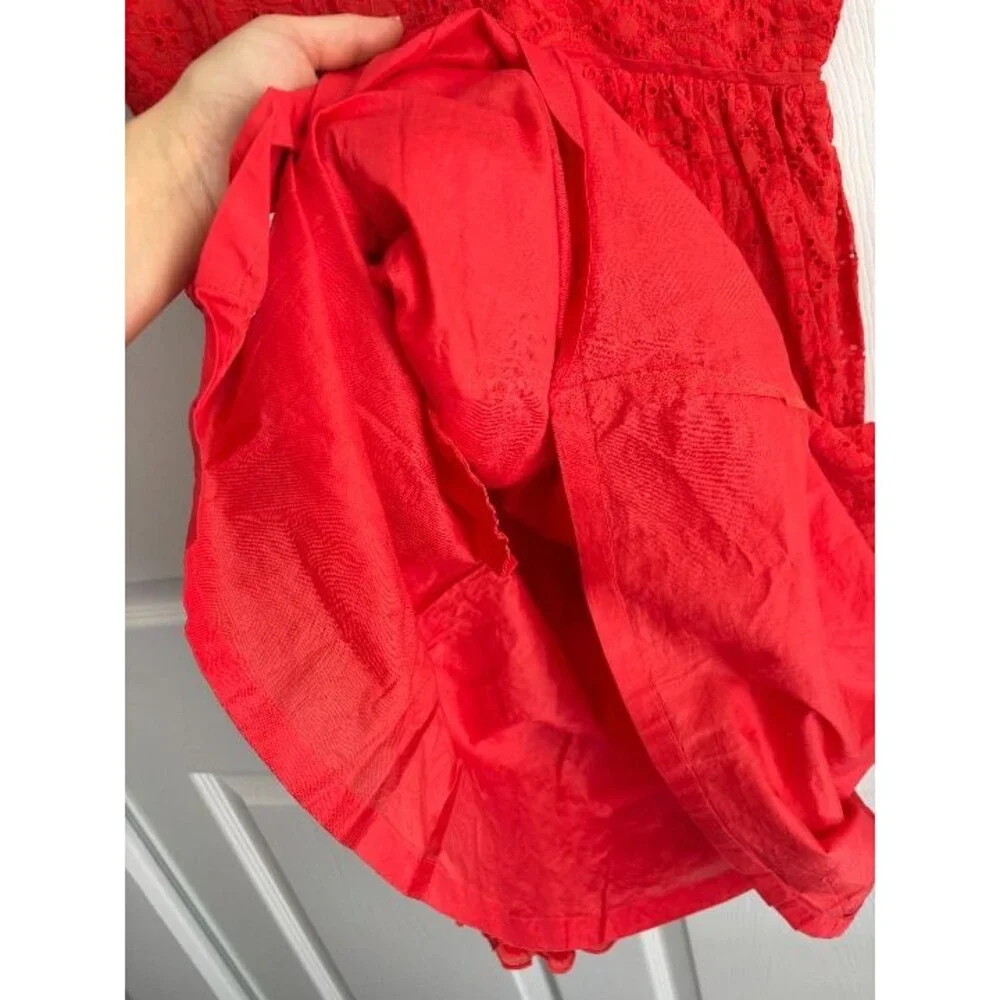JCREW $198 Petite double-strap midi dress in eyelet Size 2P Coral Red